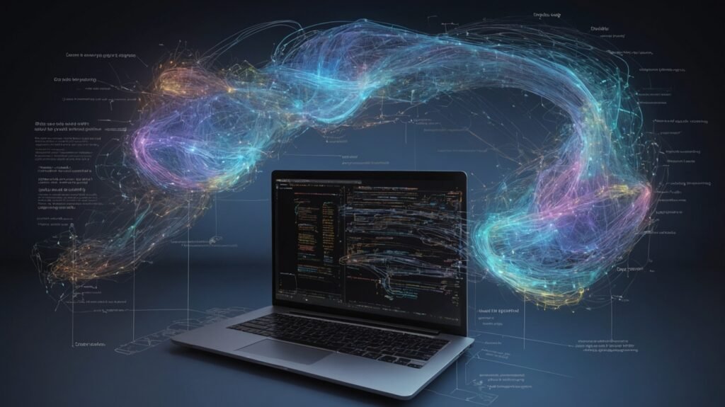 3D visualization of AI-powered code interpretation and optimization