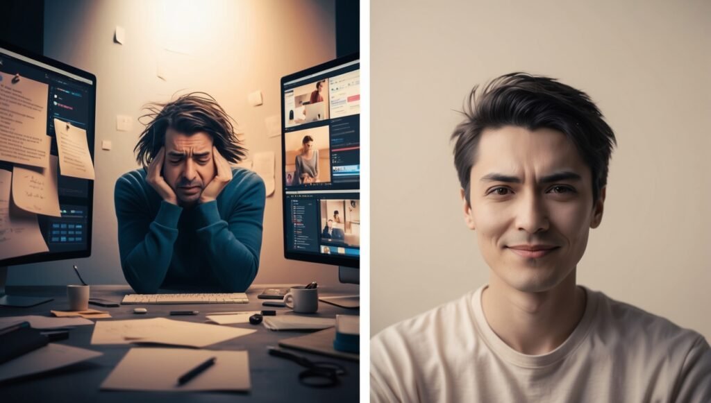 Before and after using RocketClips Pro for video editing