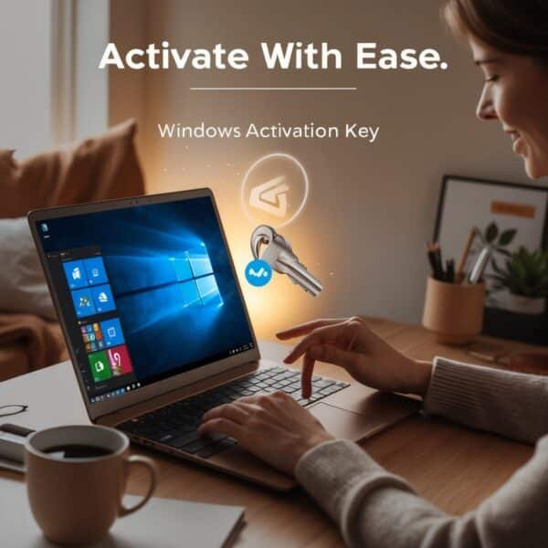 User activating Windows on laptop