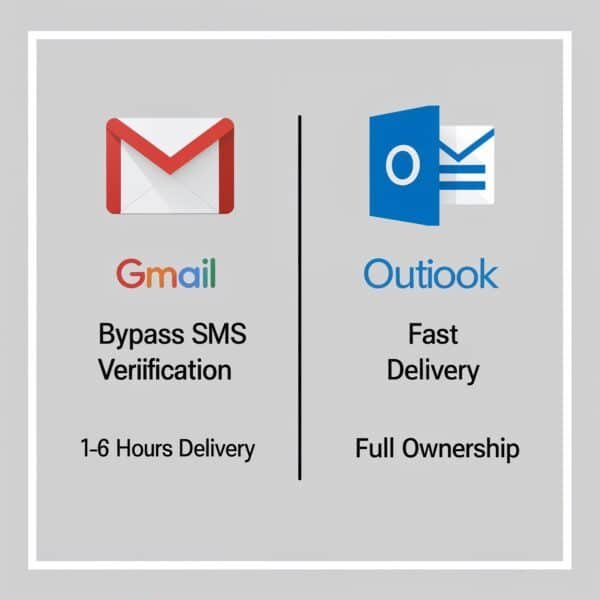 Fresh Gmail and Outlook accounts for sale, bypass SMS verification.