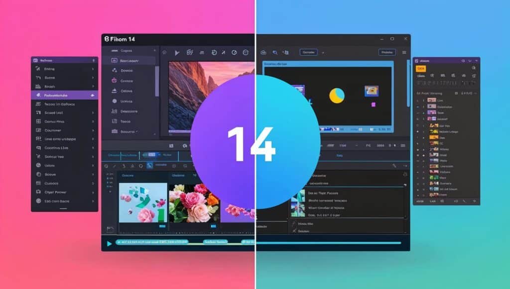 Comparison between Filmora 14's user-friendly interface and other complex video editors