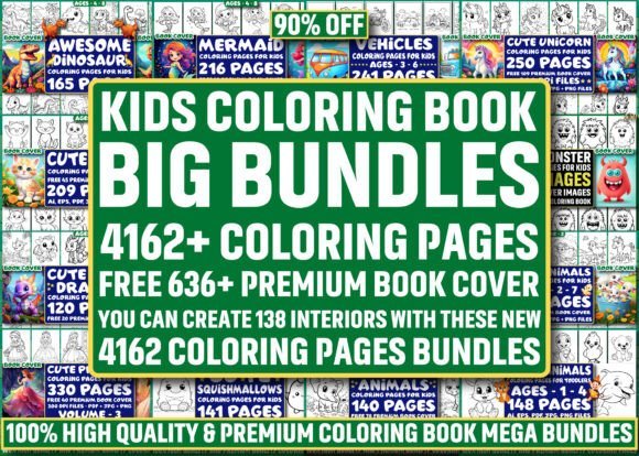 Mega coloring page bundle for kids – 4162 pages