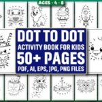 Dot-to-dot puzzle book bundle for kids – 50 pages