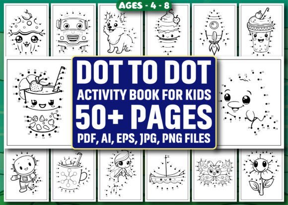 Dot-to-dot puzzle book bundle for kids – 50 pages
