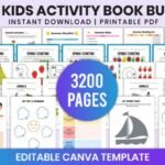 3200 editable kids Canva pages bundle