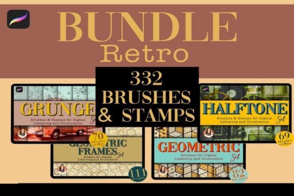 332 Vintage Retro Procreate Brushes