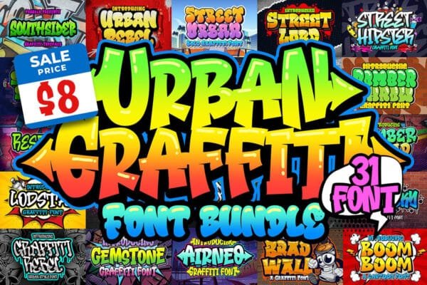 Urban Graffiti Font Bundle with 31 Fonts