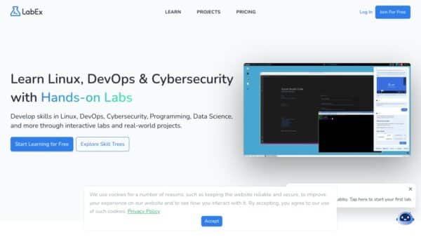 Labex.io coding dashboard screenshot