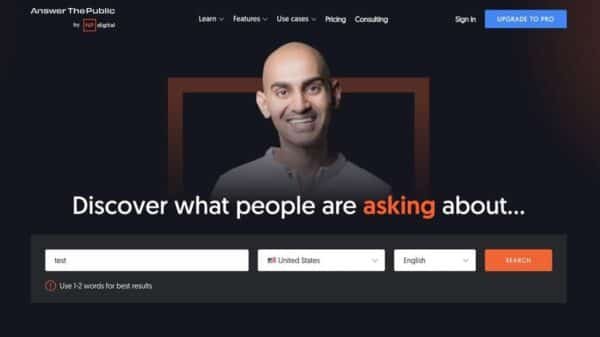 AnswerThePublic search data wheel interface